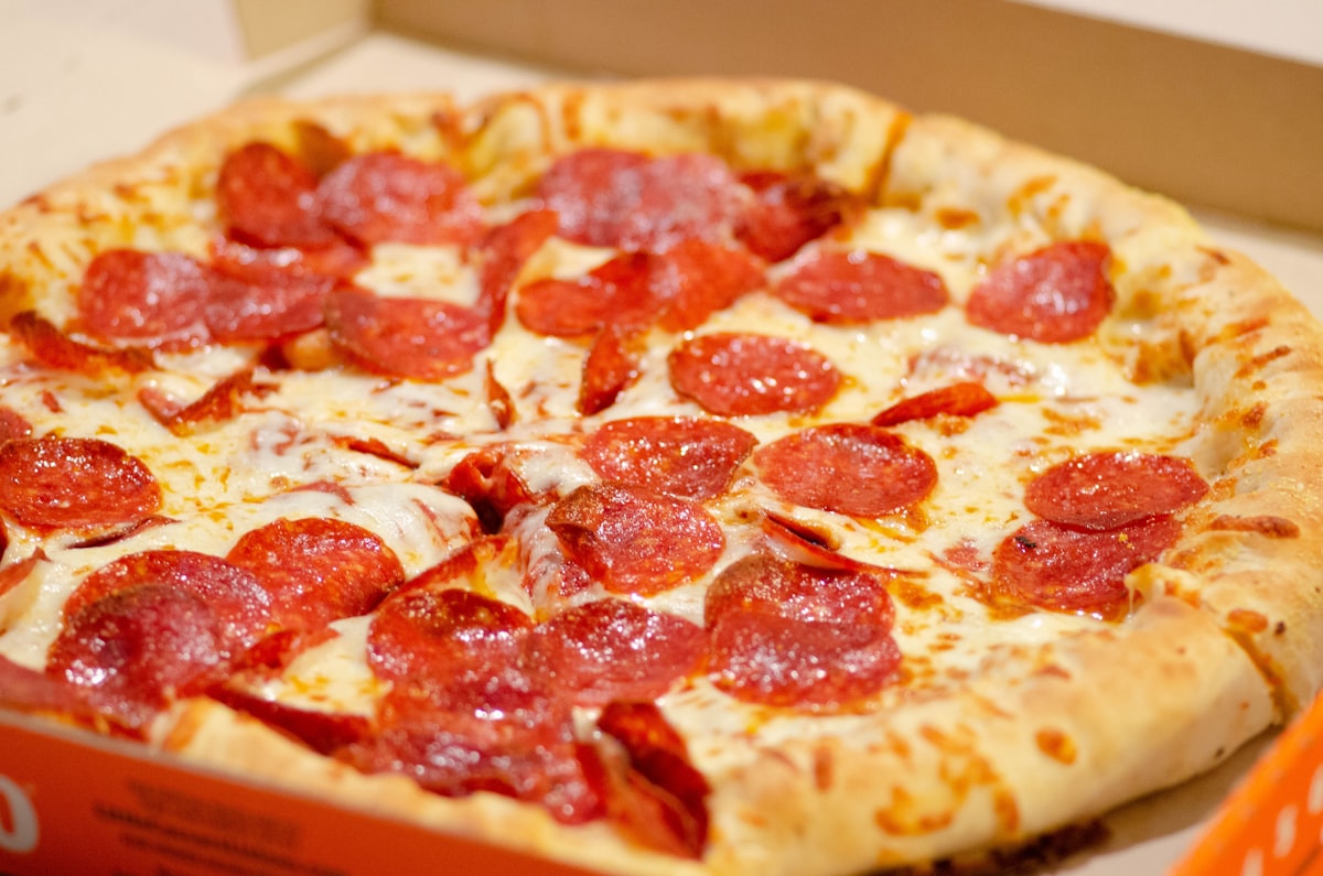 Fresh pepperoni pizza from the marina kitchen